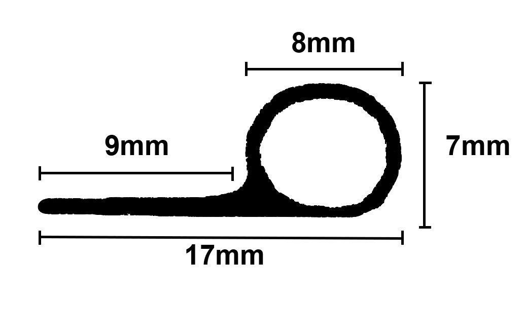 P Shape 10mm short tail soft per metre
